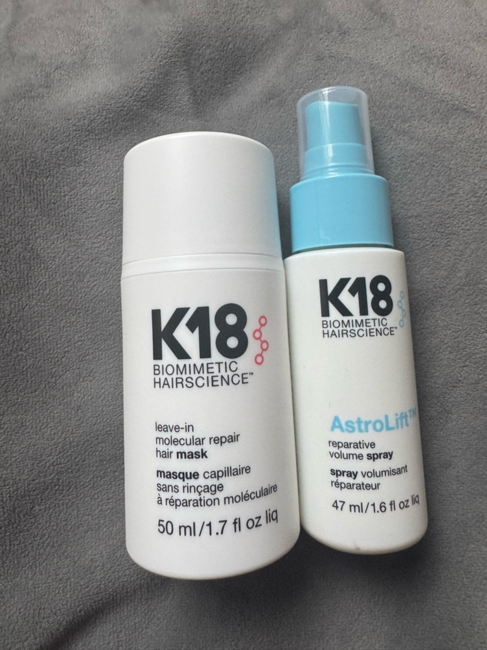 K18 Leave-In Molecular Repair Hair Mask & AstroLift Spray Duo - White/Blue